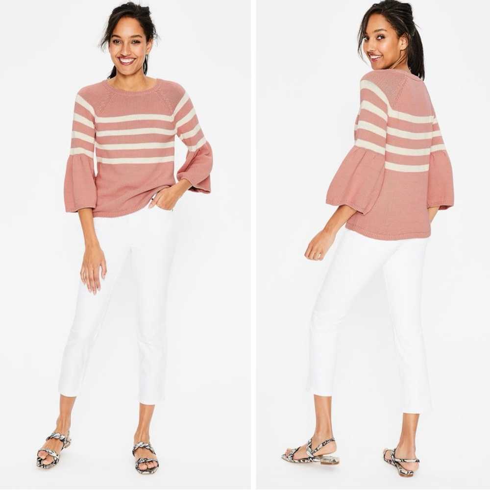 Boden Arianna Blush Pink and White Striped Sweater size S